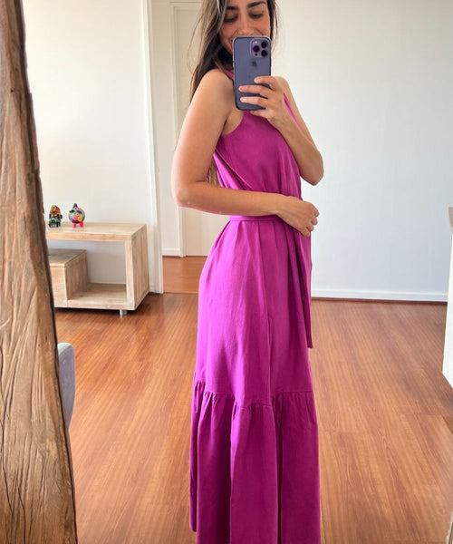 ~ Vestido Alba  LINO / Magenta