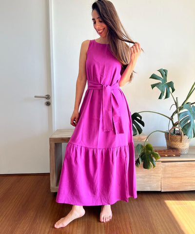 ~ Vestido Alba  LINO / Magenta