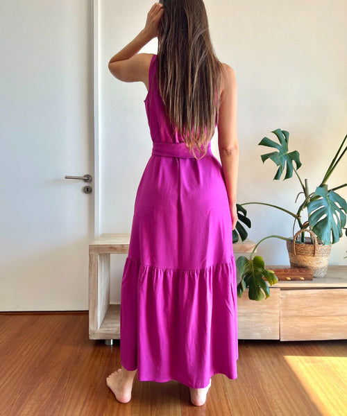 ~ Vestido Alba  LINO / Magenta
