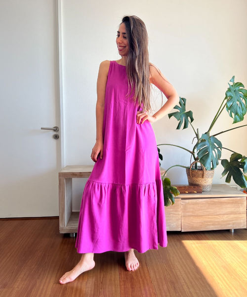 ~ Vestido Alba  LINO / Magenta