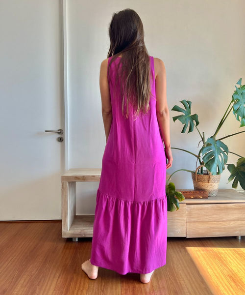 ~ Vestido Alba  LINO / Magenta